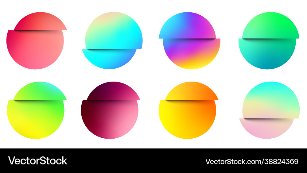Set deformed gradient circles in glitch style Set deformed gradient circles in glitch style vector image