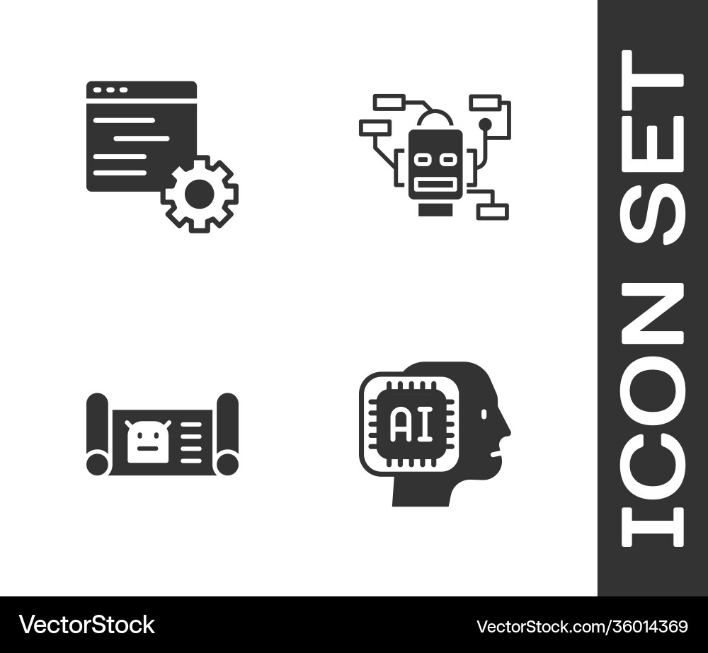 Set humanoid robot computer api interface Set humanoid robot computer api interface vector image
