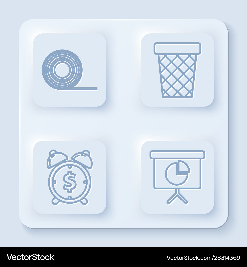 Set line scotch trash can alarm clock Set line scotch trash can alarm clock vector image