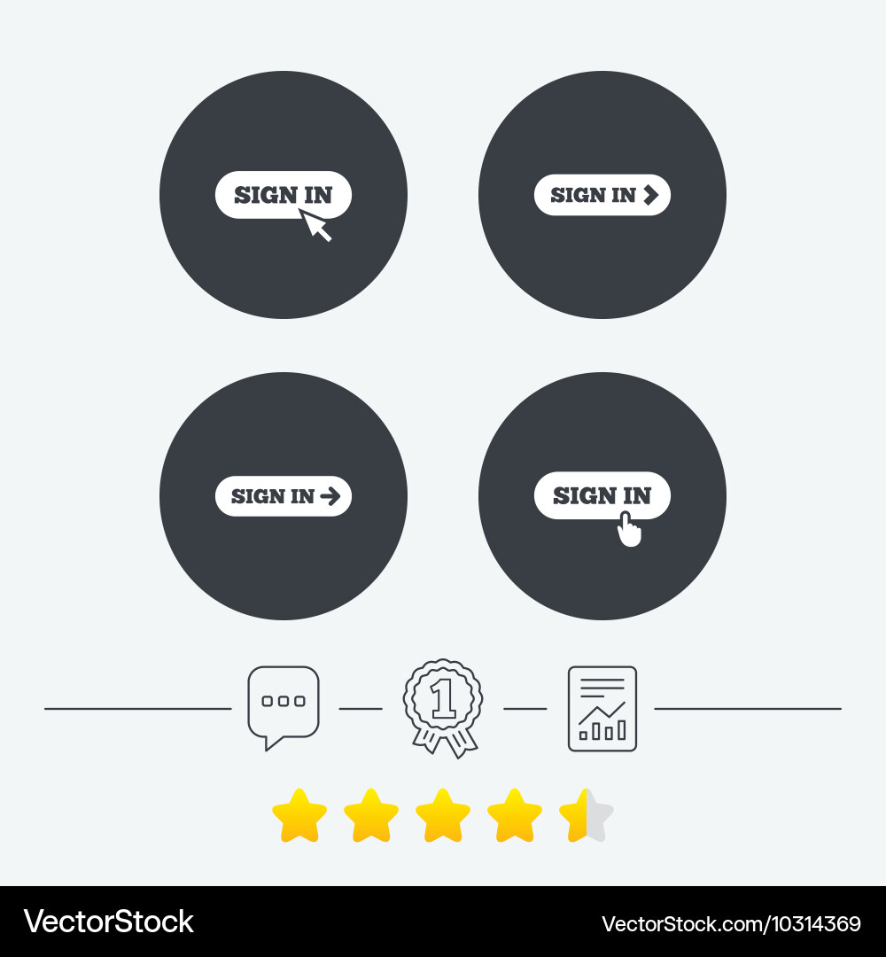 Sign in icons login with arrow hand pointer vector image