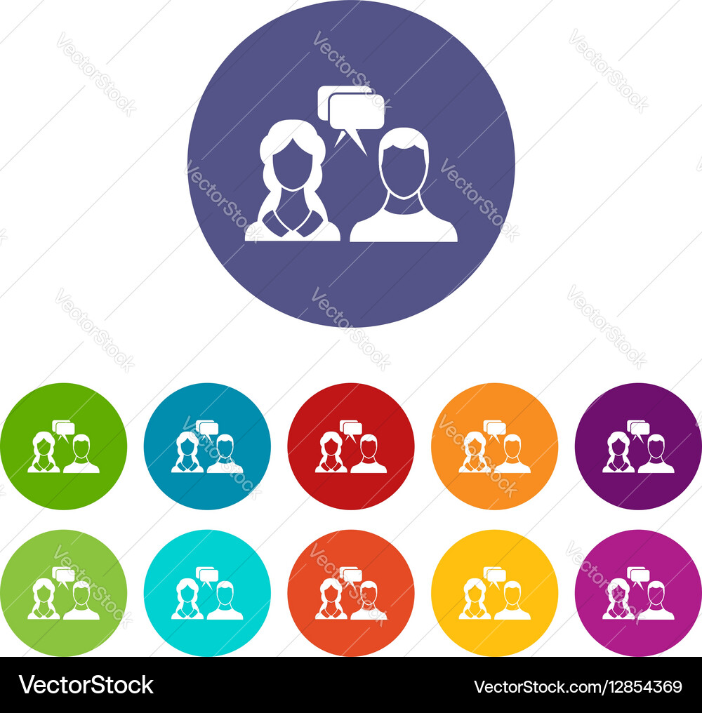 Speech bubbles with two faces set icons vector image