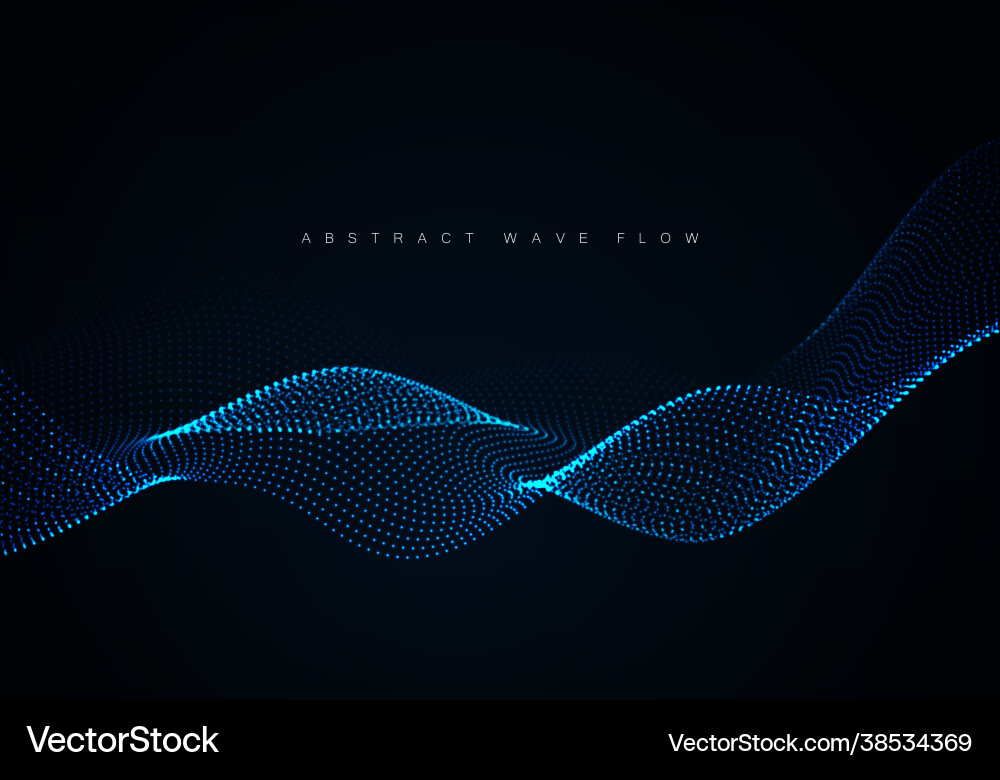 Wave particles futuristic blue dots background vector image