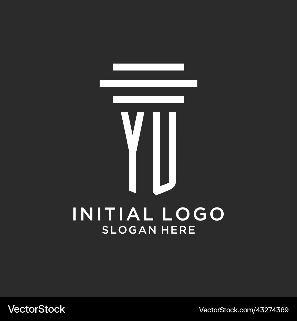 Yu initials with simple pillar logo design Vector Image