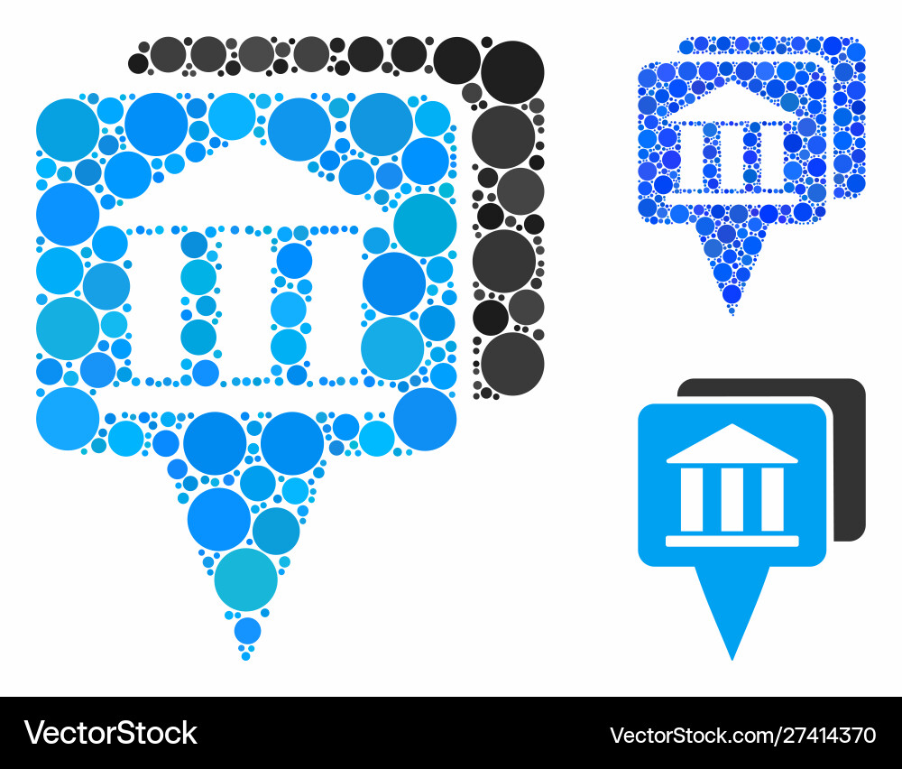 Bank map pointers composition icon round dots Bank map pointers composition icon round dots Vector Image