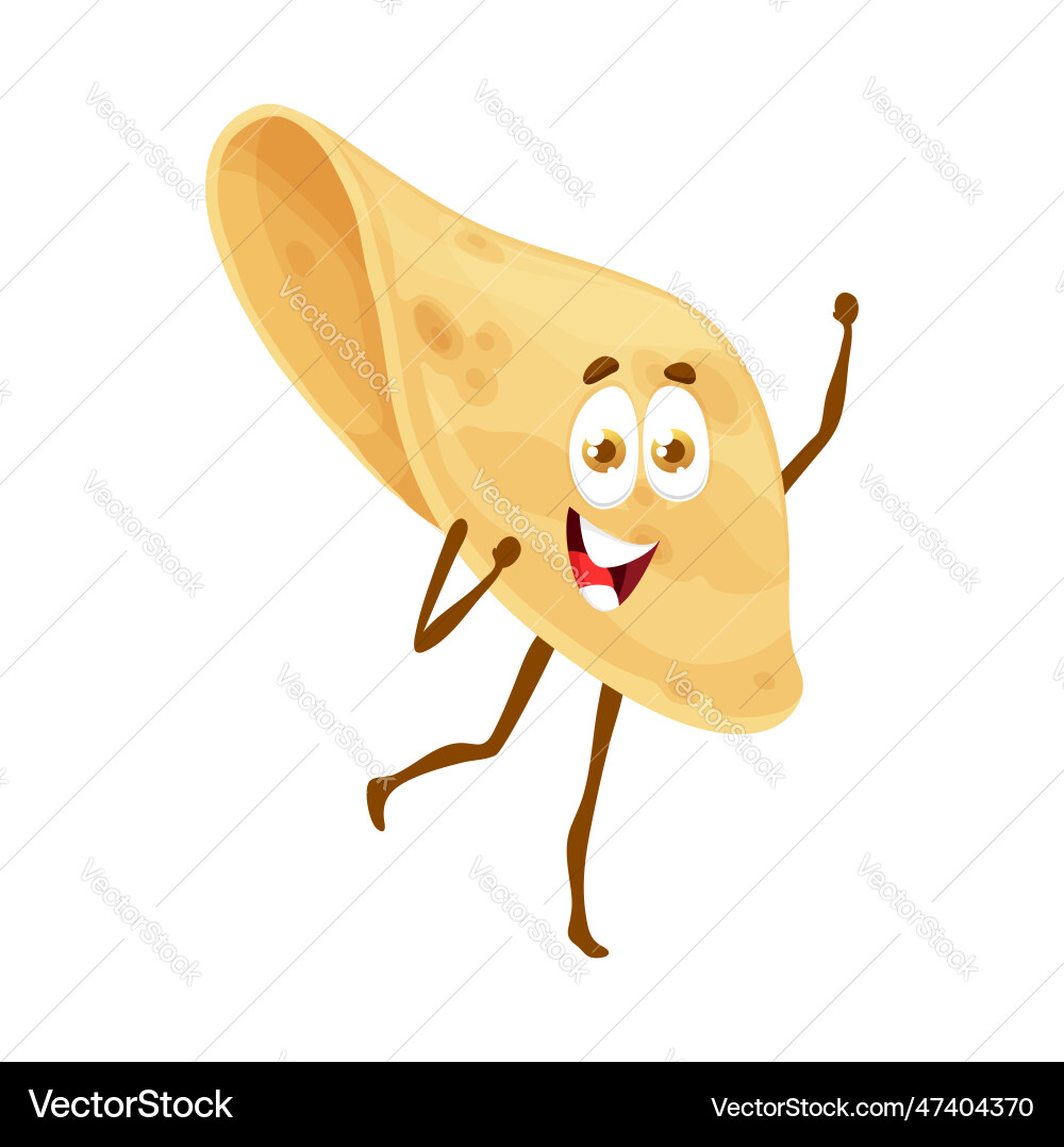 Cartoon mexican tortilla character funny bread vector image