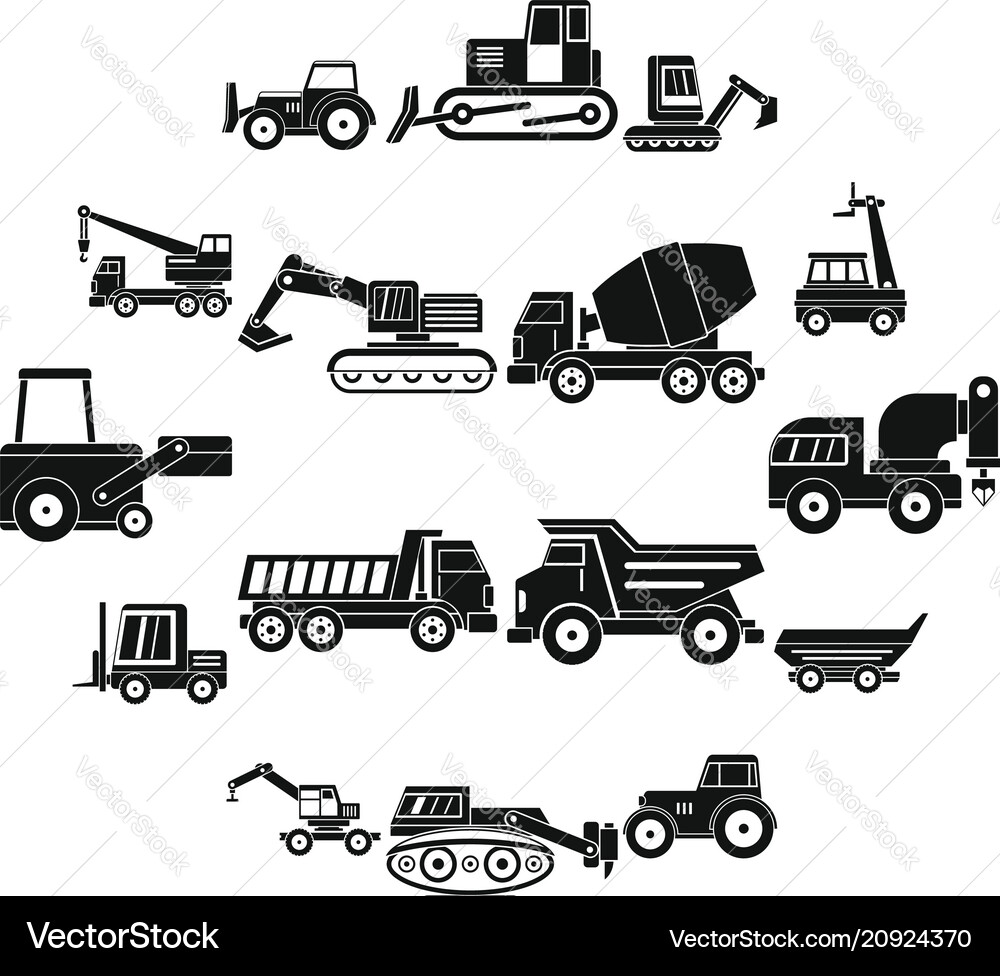 Construction Vehicle Icons Vector Image