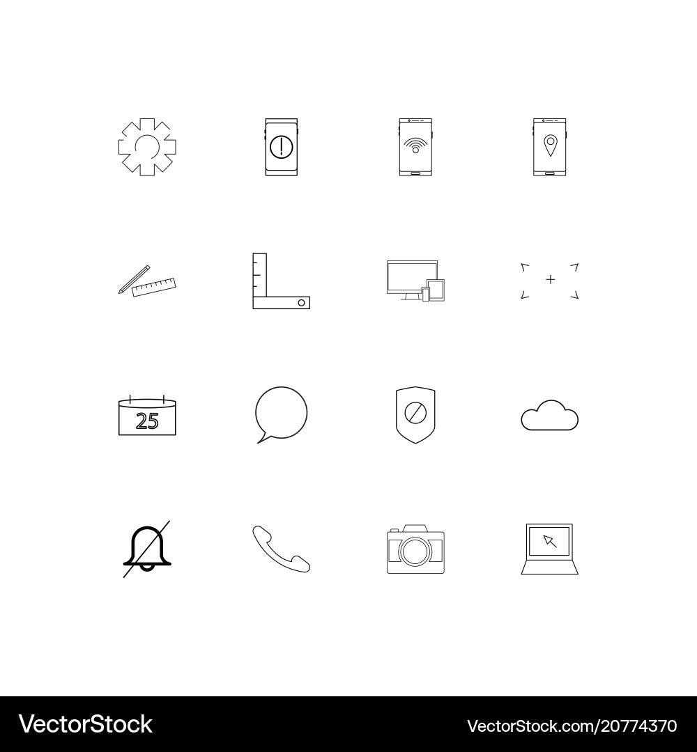 Devices linear thin icons set outlined simple Vector Image