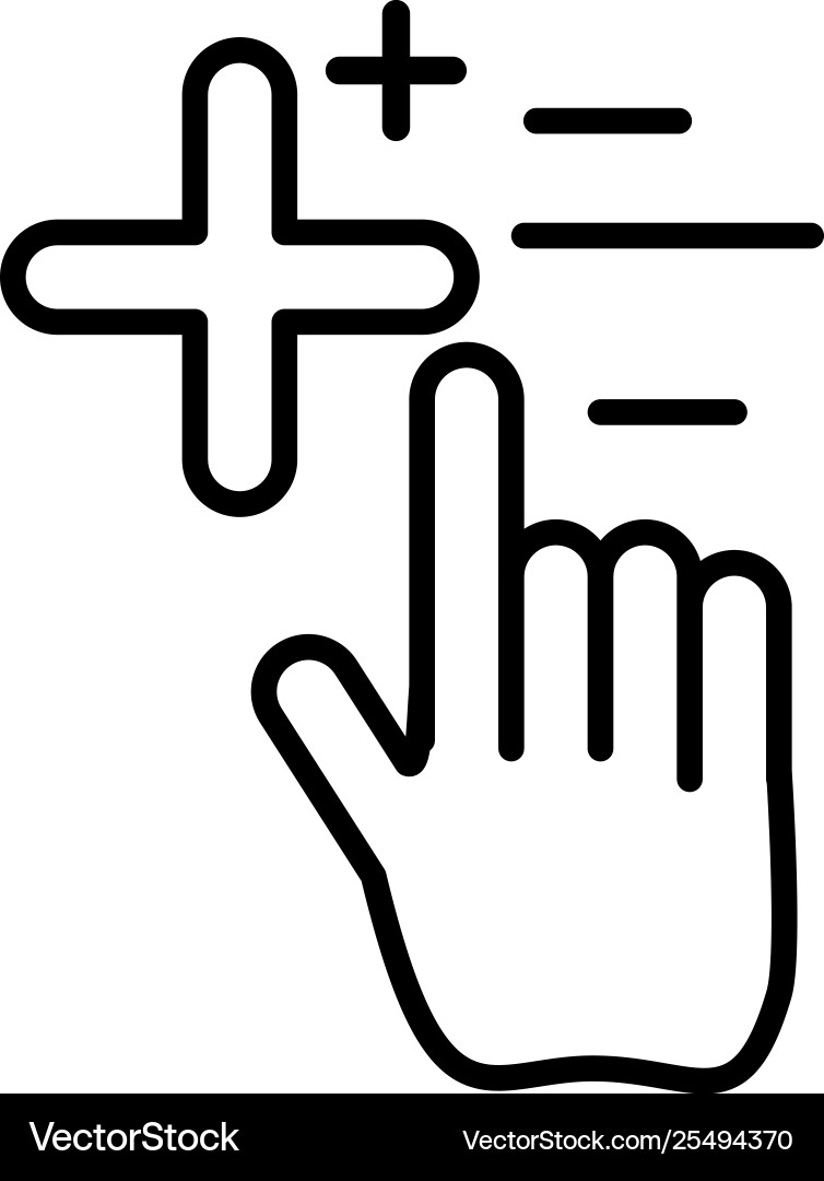 Hand cursor index with add pluss symbol vector image