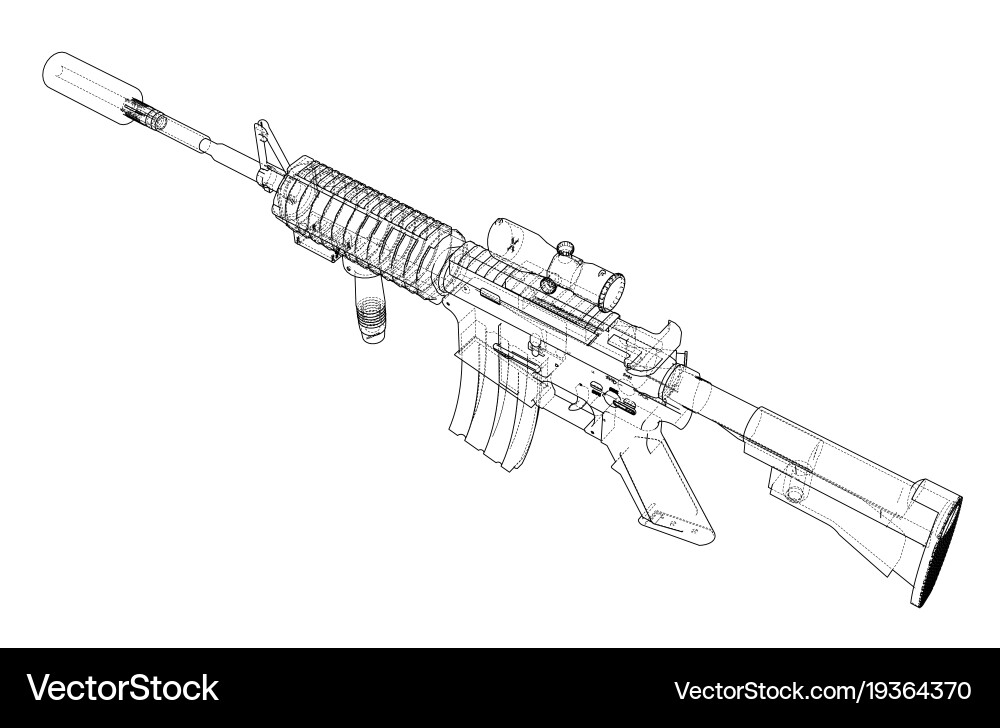 Machine gun rendering of 3d vector image