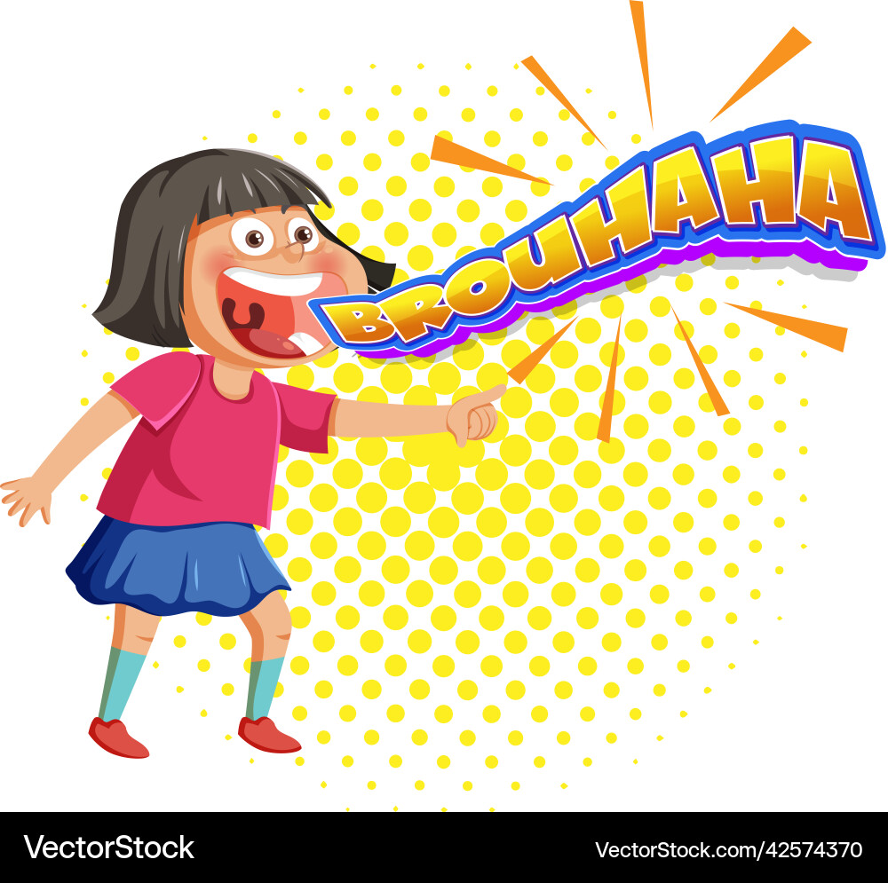 Mädchen lachen mit dem Text brouhaha Ausdruck Mädchen lachen mit dem Text brouhaha Ausdruck vektorbild