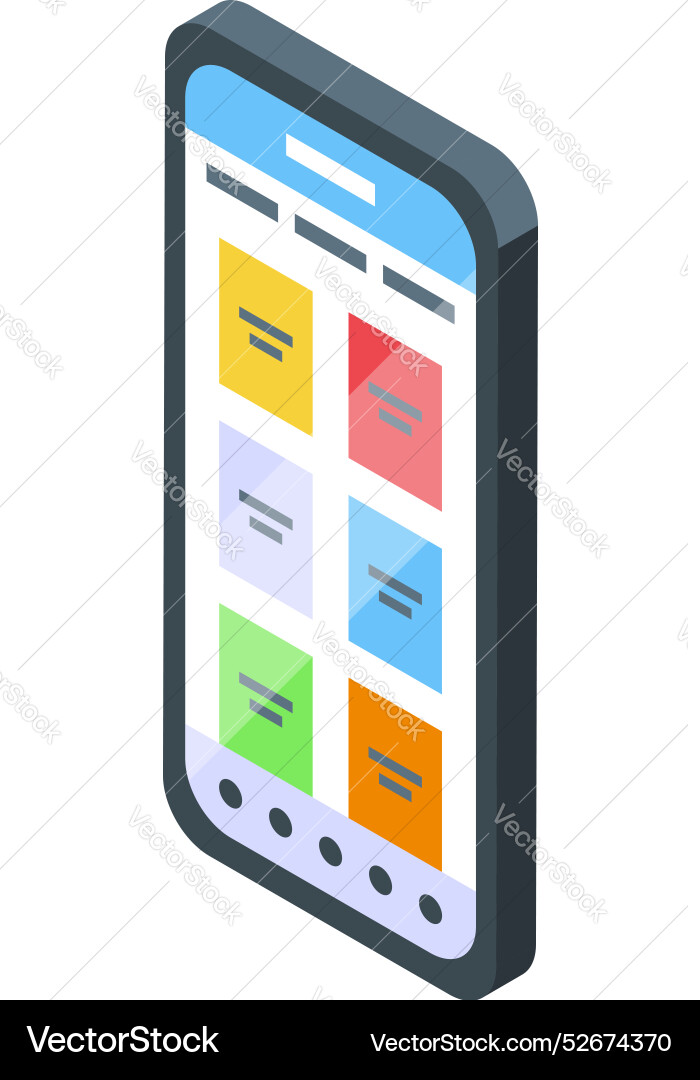 Mobile phone showing app store with collection vector image