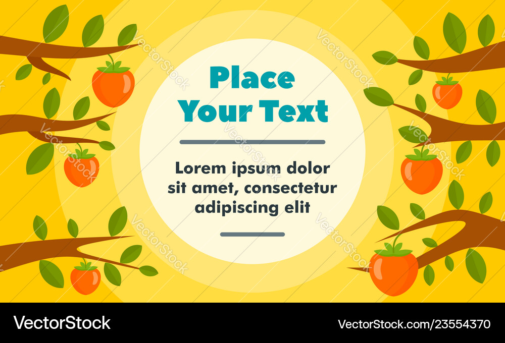 Persimmon on tree concept banner flat style Persimmon on tree concept banner flat style vector image