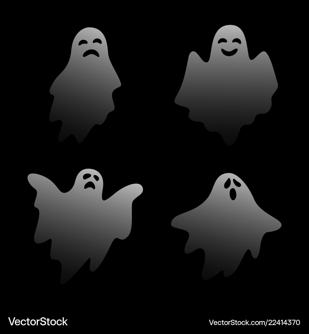 Scary ghost characters set with different face exp Vector Image