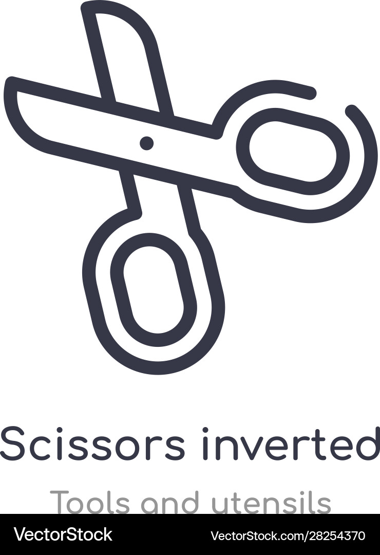 Scissors inverted view outline icon isolated line vector image
