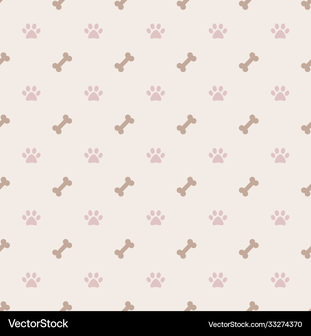 Seamless Bone Pattern - Paw Prints vector image