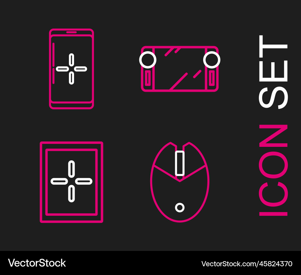 Set line computer mouse gaming tablet portable Set line computer mouse gaming tablet portable vector image