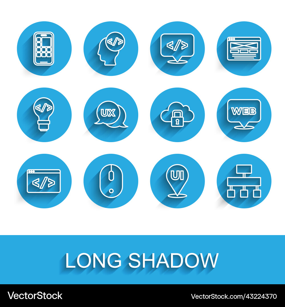 Set line front end development computer mouse Set line front end development computer mouse vector image