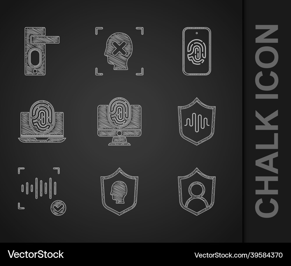 Set monitor with fingerprint user protection Set monitor with fingerprint user protection vector image
