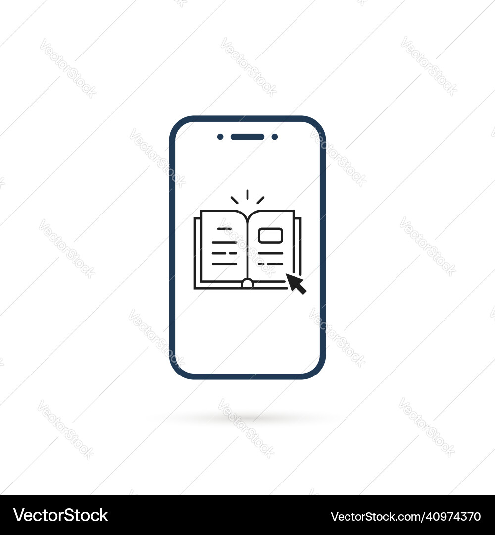Thin line phone with e-library application Thin line phone with e-library application vector image