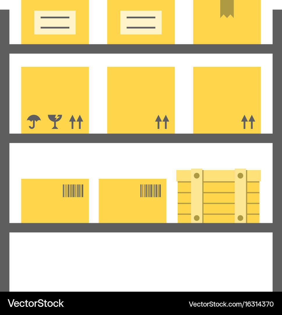 Warehouse Shelving mit Boxen Vektorbild