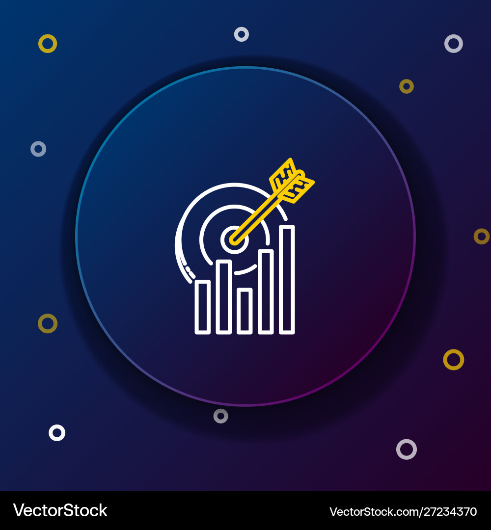 White and yellow line target with graph chart icon White and yellow line target with graph chart icon vector image