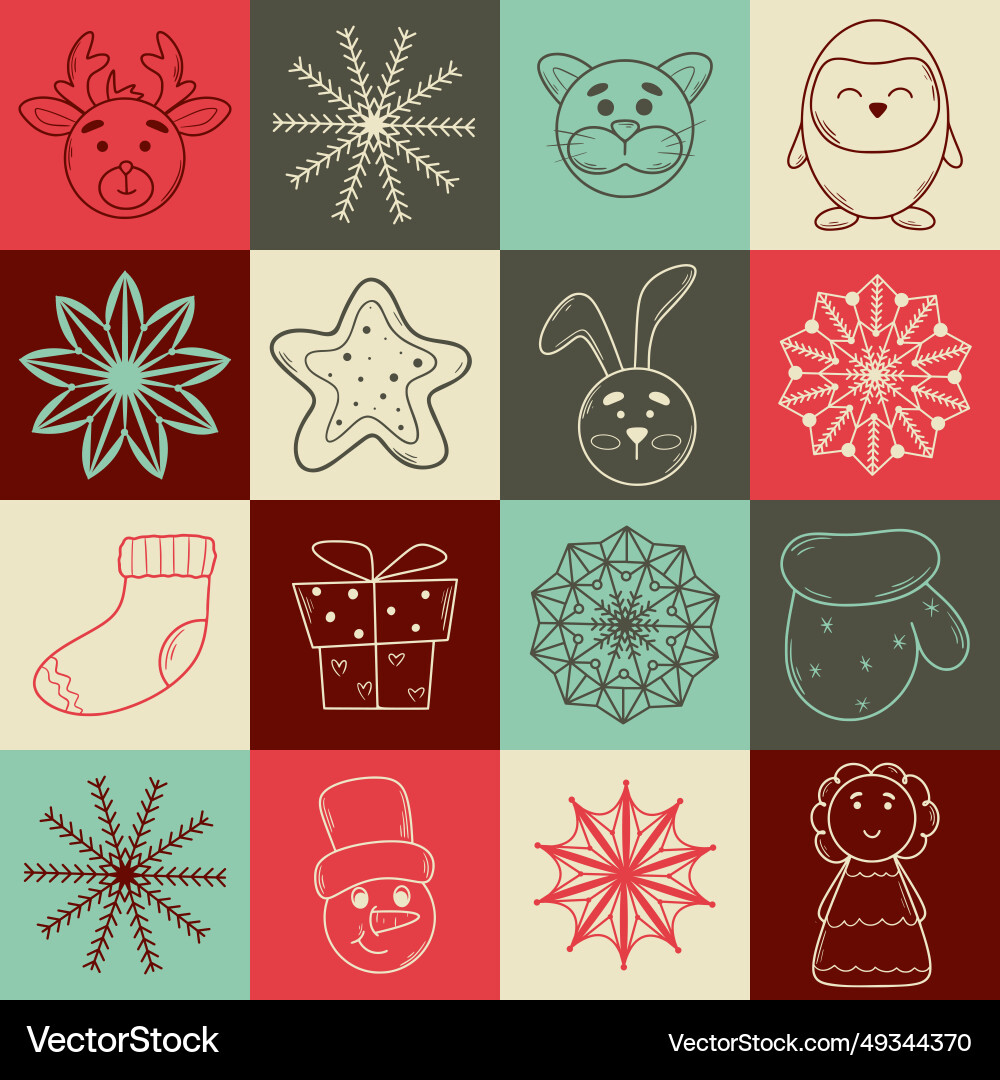Winter pattern with characters and snowflakes Winter pattern with characters and snowflakes vector image