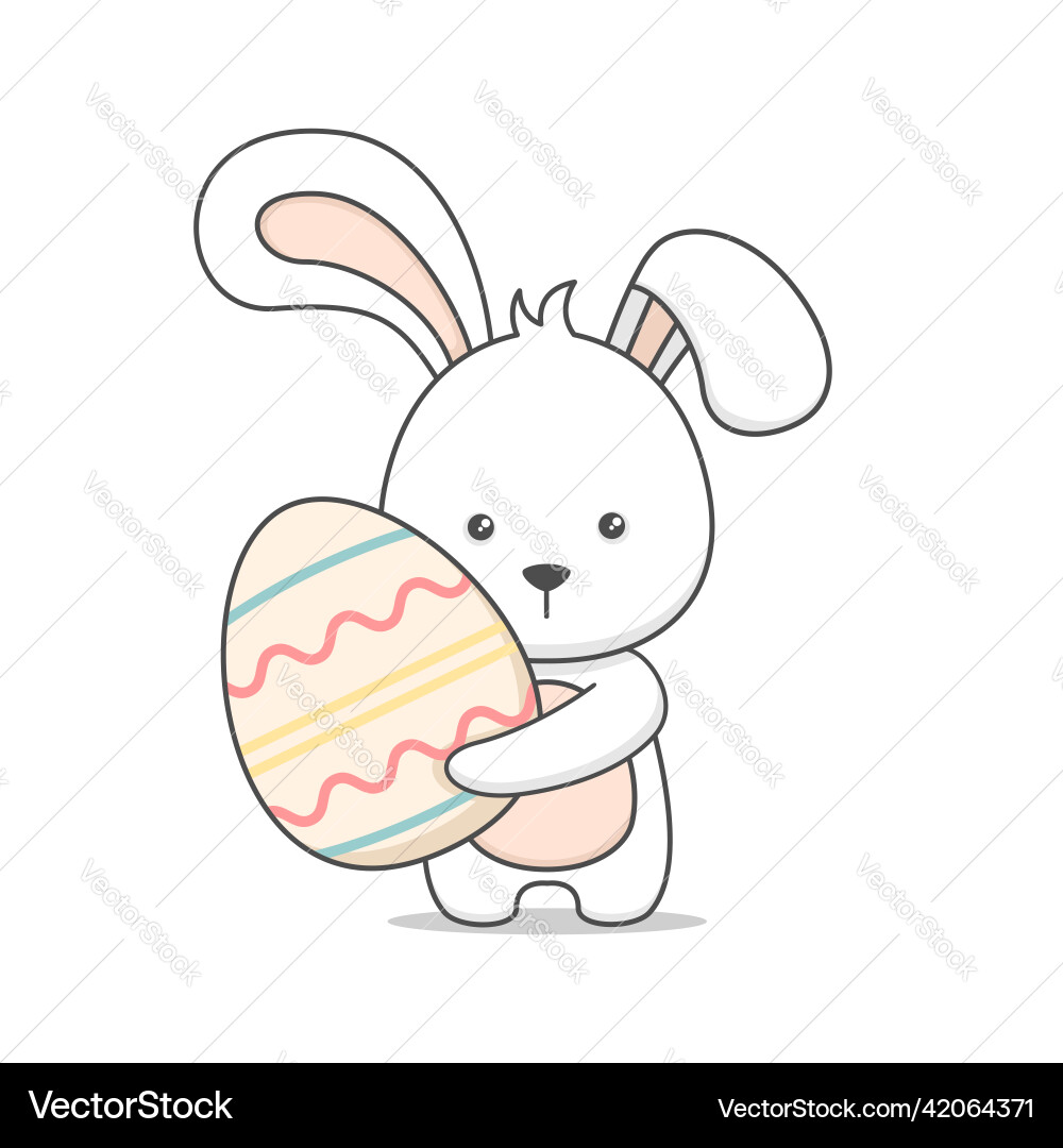Cute easter bunny holding egg Royalty Free Vector Image
