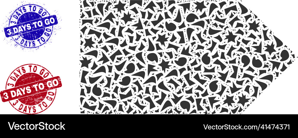Direction right mosaic of shards with 3 days to go Direction right mosaic of shards with 3 days to go vector image