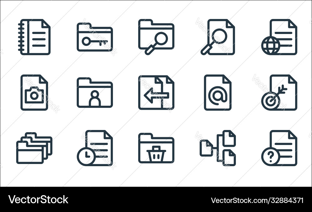 Document and files line icons linear set quality Document and files line icons linear set quality vector image