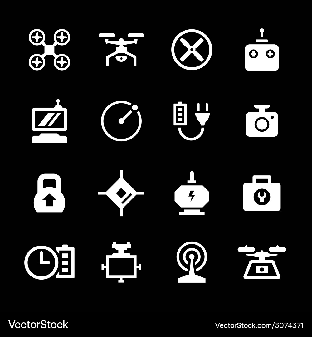 Drone Icon Set - Multicopter & Quadcopter Vector Image