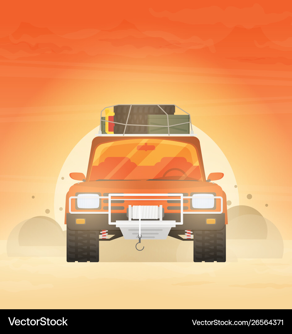 Flat design car in motion on a safari trip Vector Image
