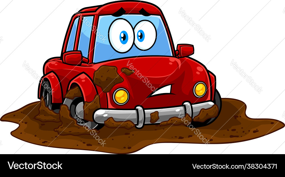 Funny red car cartoon character Funny red car cartoon character vector image
