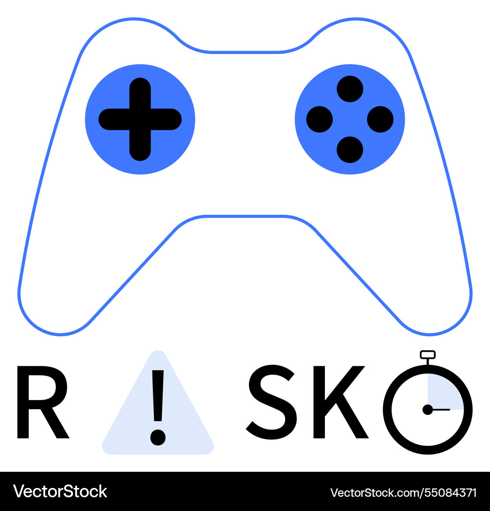 Gaming controller with warning and time text Gaming controller with warning and time text Vector Image