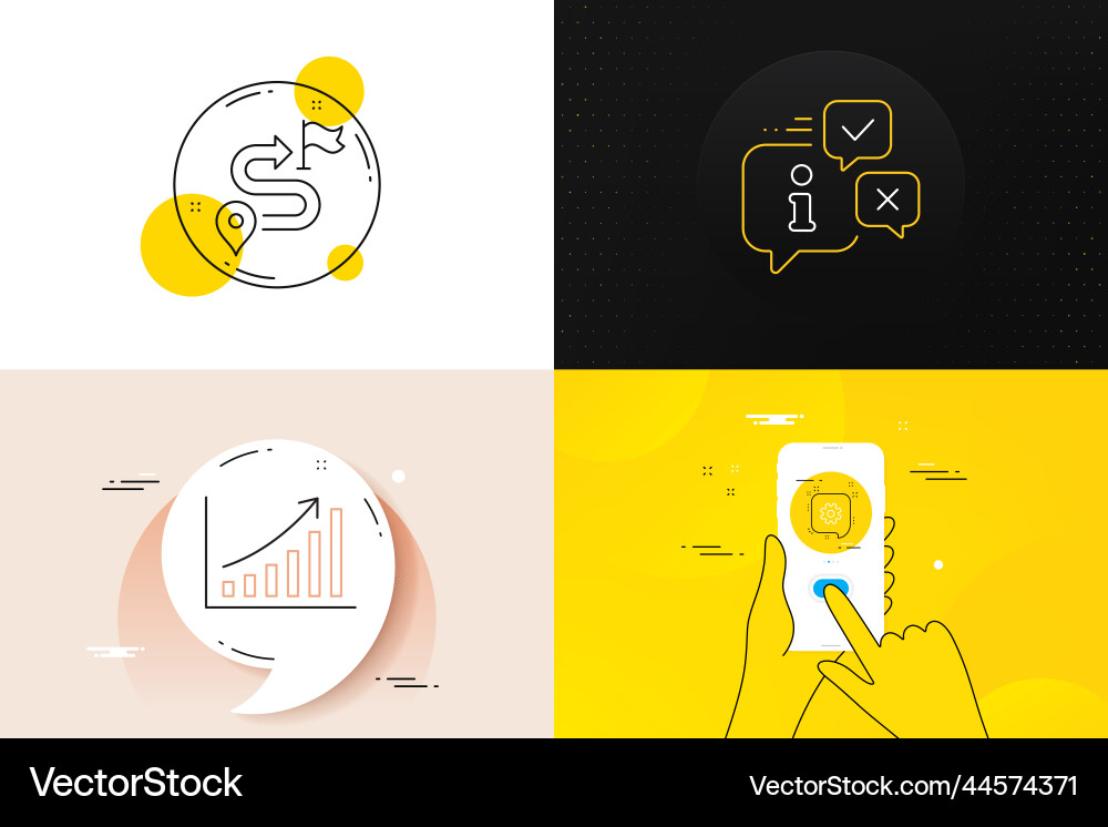 Minimal set of cogwheel info and graph chart line Minimal set of cogwheel info and graph chart line vector image