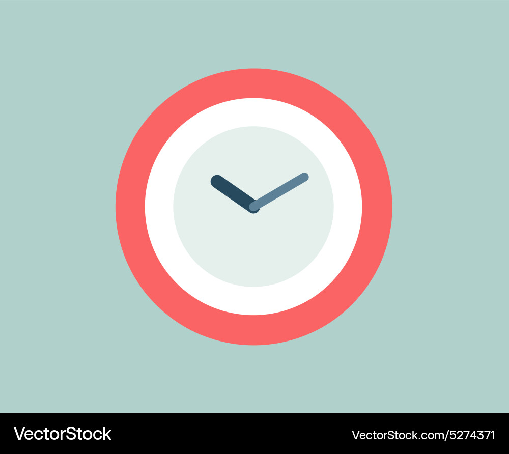 Red clock icon isolated watch objects vector image