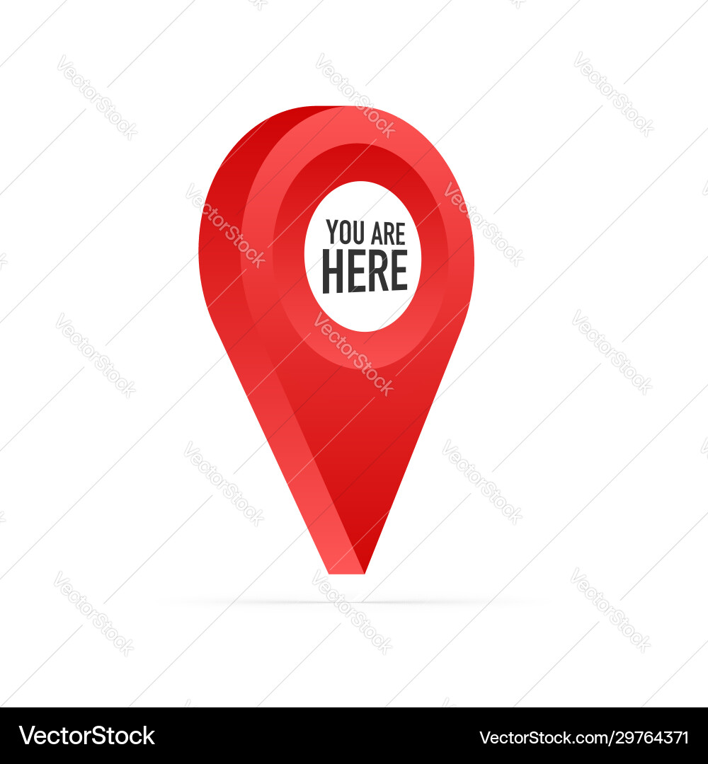 Red you are here location pointer pin stock Red you are here location pointer pin stock vector image