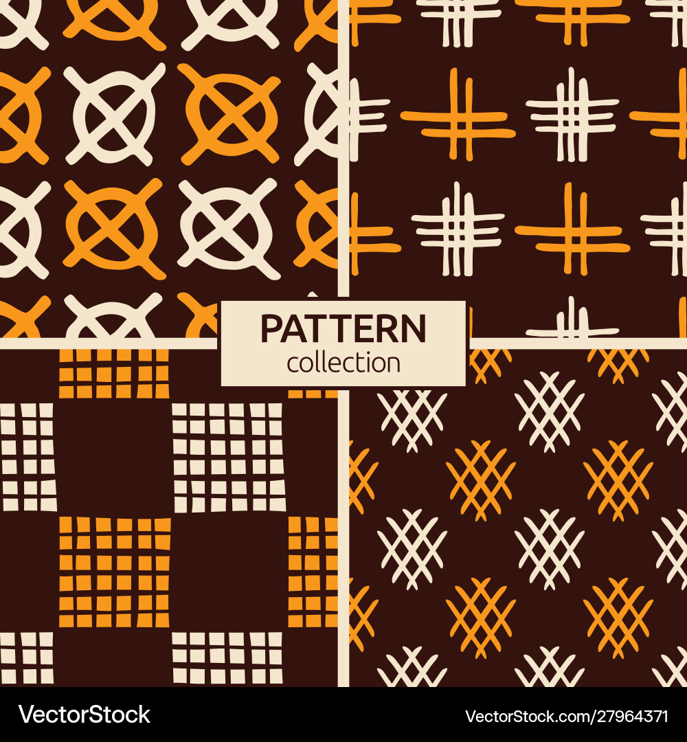 Set four abstract seamless patterns hand Set four abstract seamless patterns hand vector image