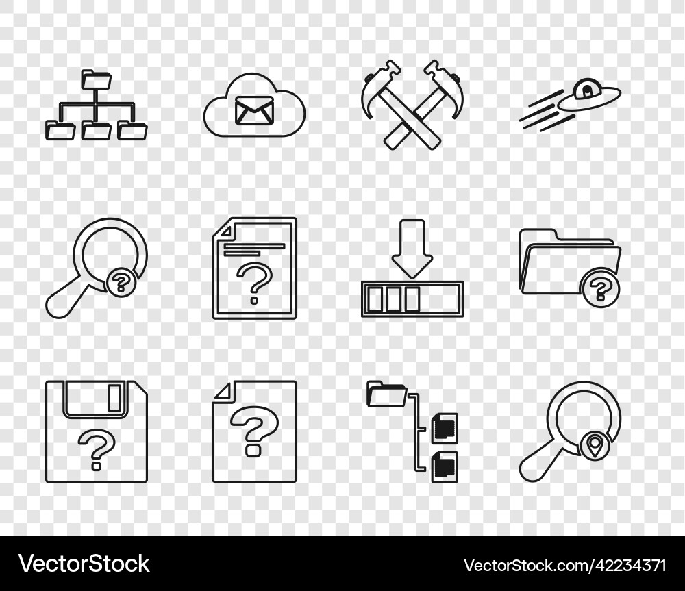 Set line unknown document search location two Set line unknown document search location two vector image