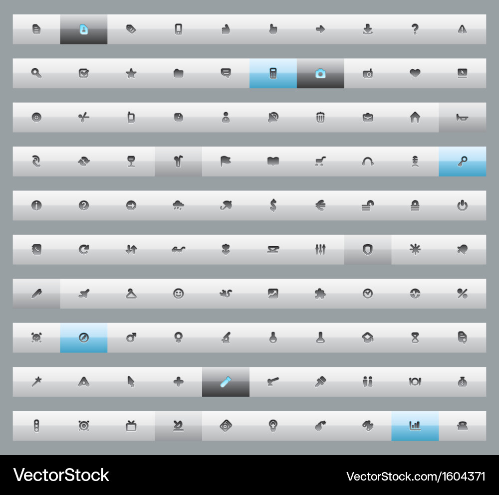 Set of 100 interface buttons vector image