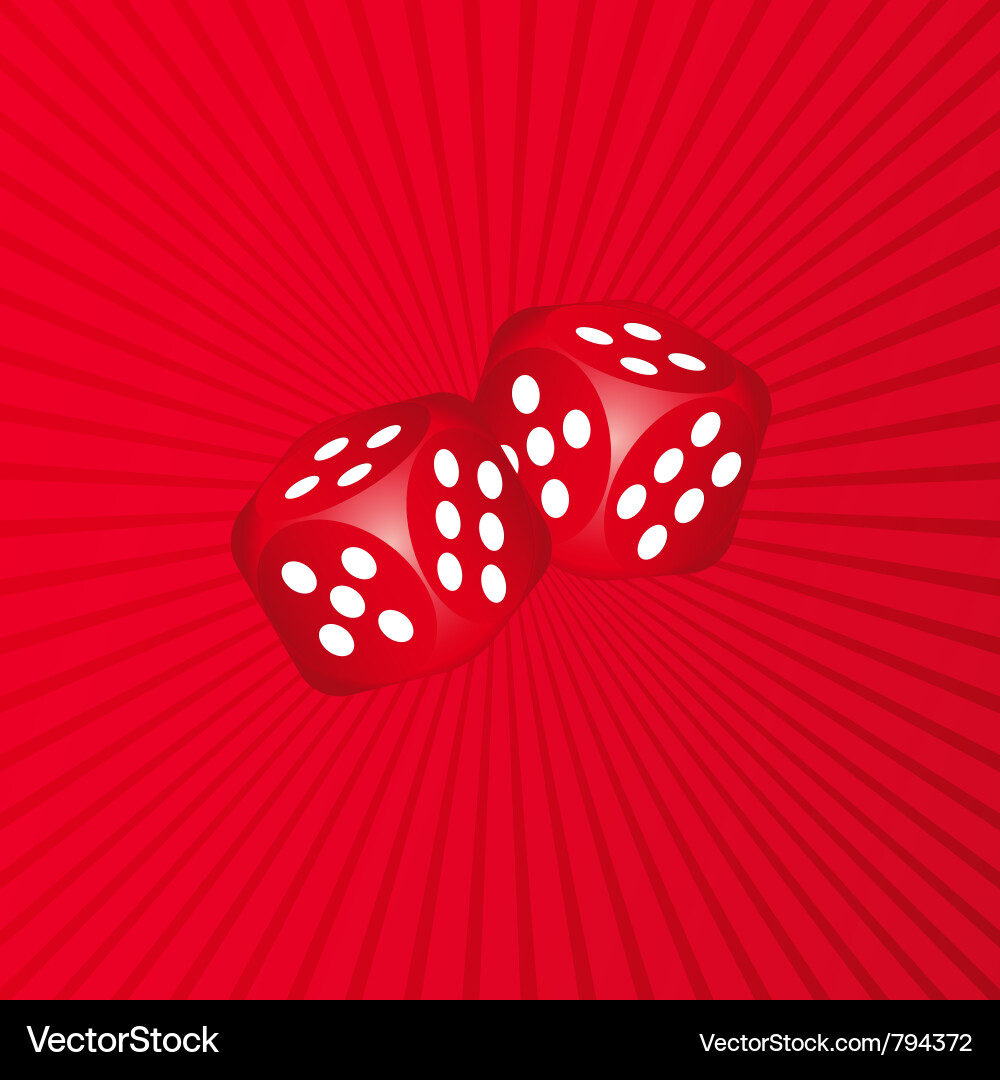 3d dice on red background Vector Image
