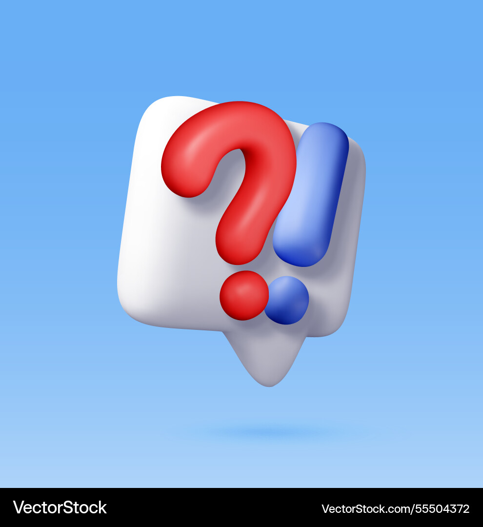 3d question and exclamation marks in speech bubble vector image