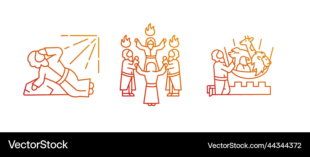 Biblical characters gradient linear icons set Biblical characters gradient linear icons set Vector Image