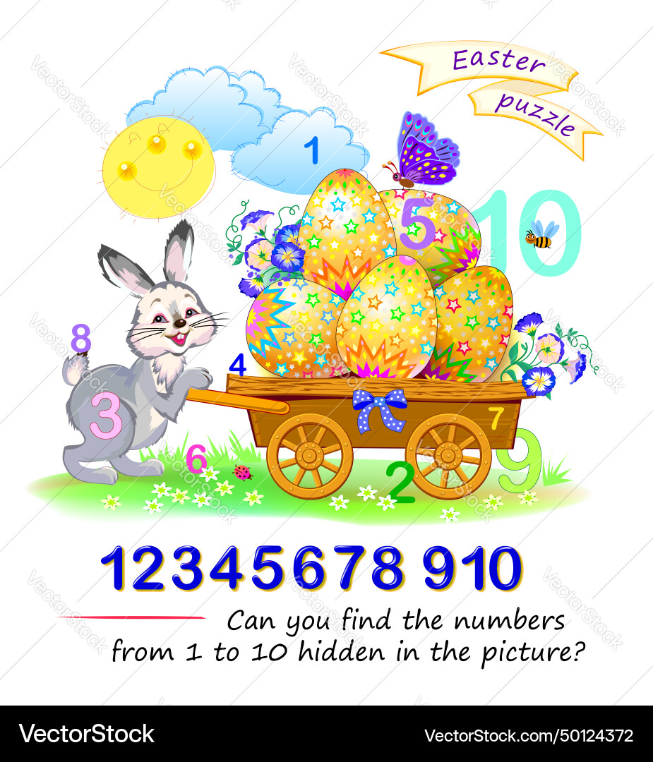 Can you find the numbers from 1 to 10 hidden vector image
