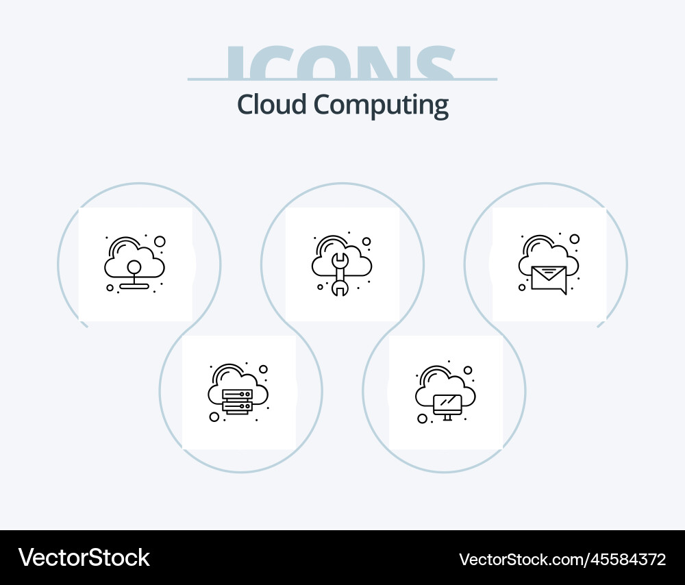 Cloud computing line icon pack 5 design mail vector image
