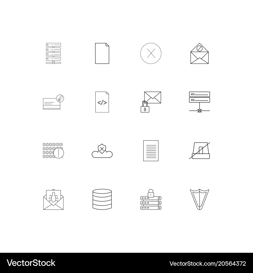 Cyber security simple linear icons set outlined vector image