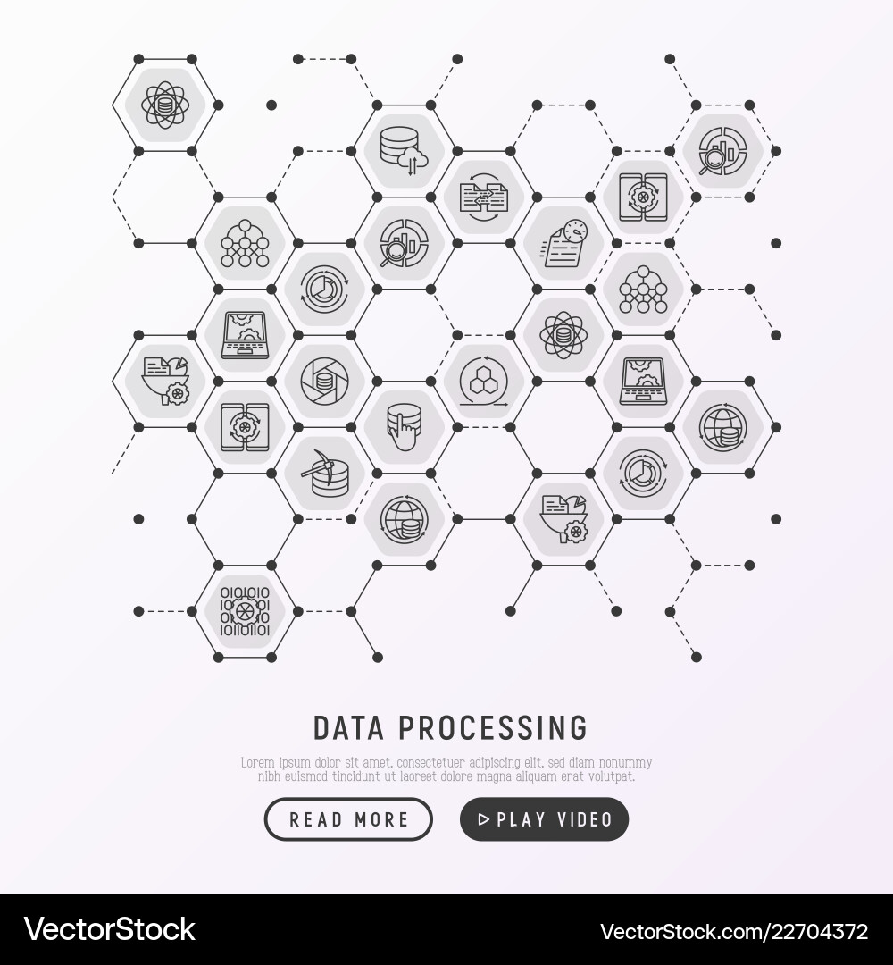 Data processing concept in honeycombs Data processing concept in honeycombs Vector Image