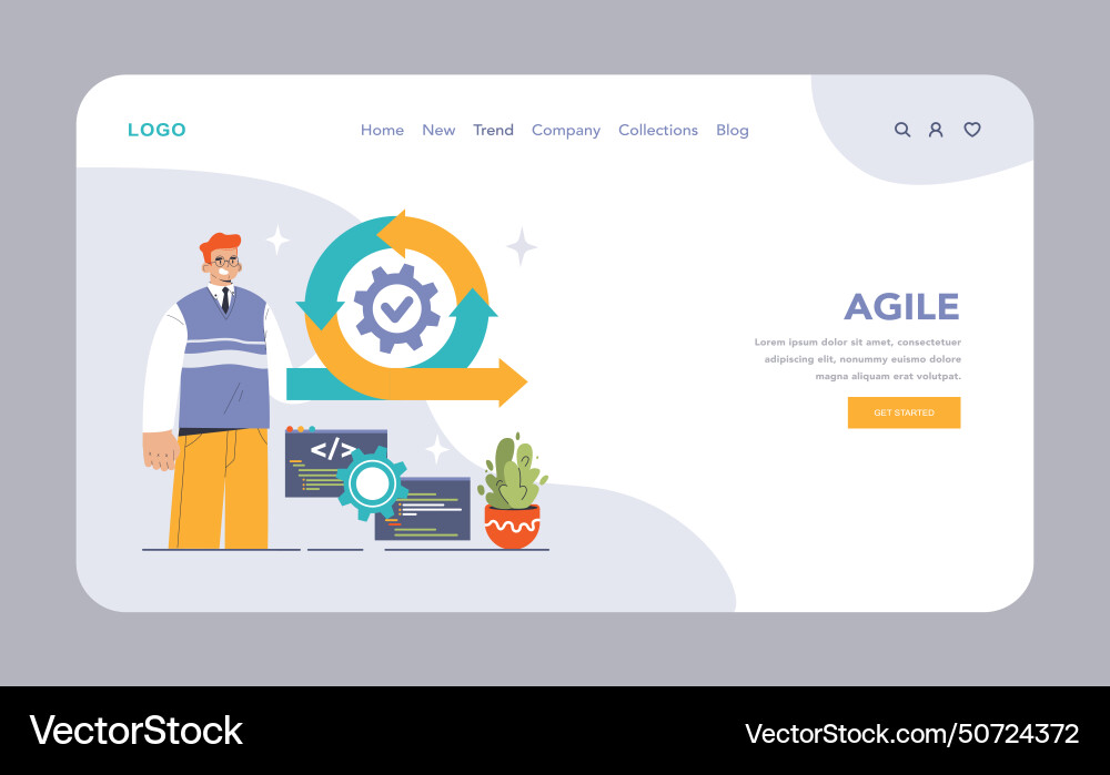 Devops web banner or landing page software Devops web banner or landing page software vector image