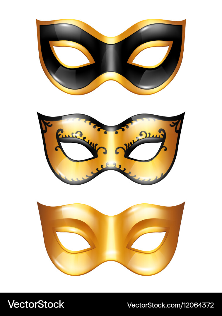 Golden Venetian Carnival Masks vector image