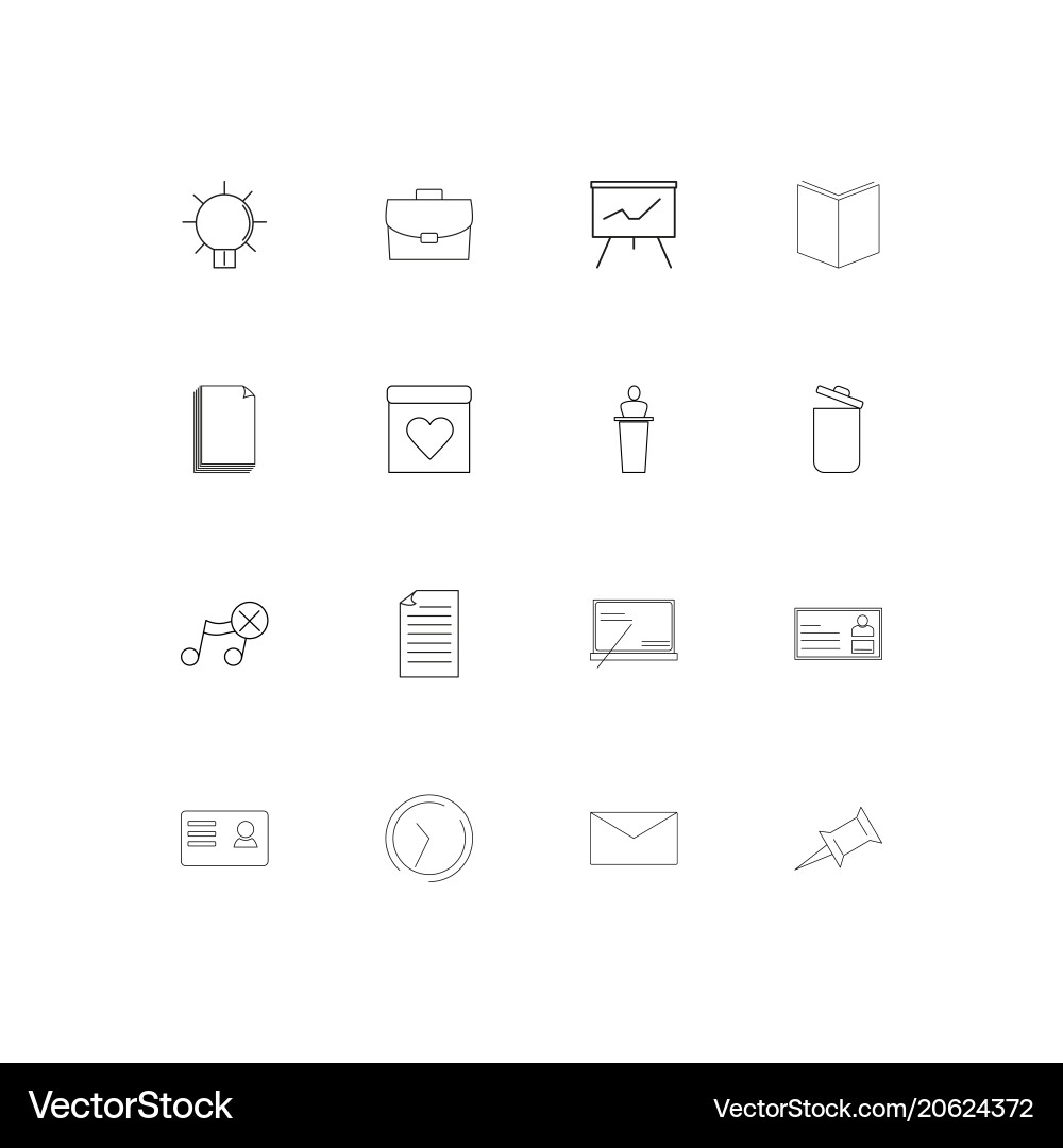 Office simple linear icons set outlined vector image