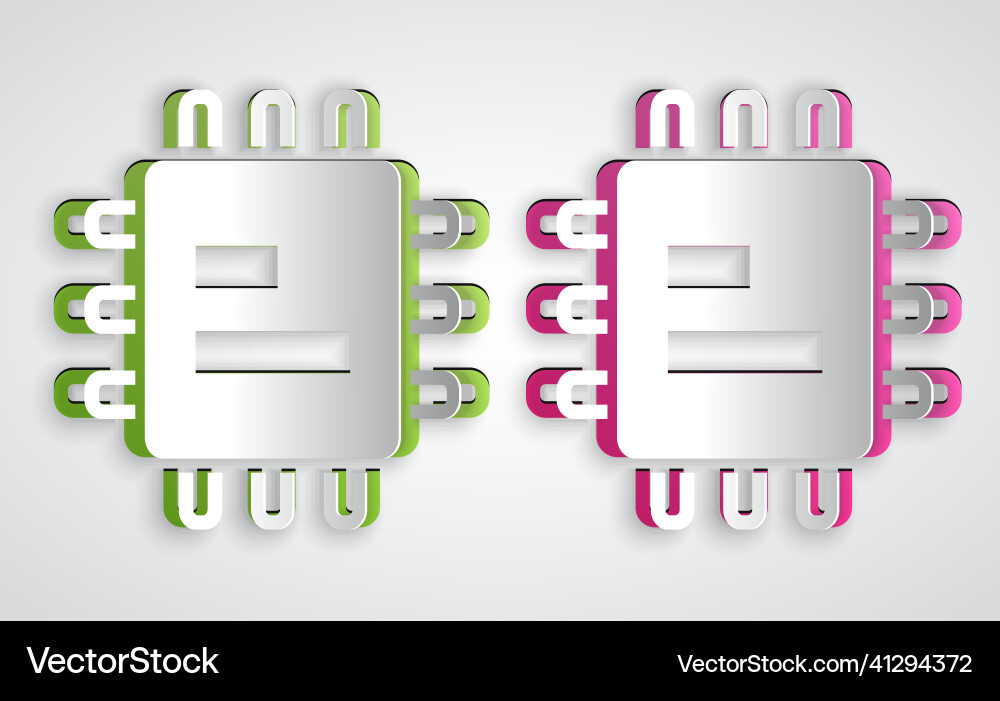 Paper cut computer processor with microcircuits Paper cut computer processor with microcircuits Vector Image